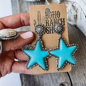 Turquoise Star Earrings boho ranch country cowgirl western bohemian